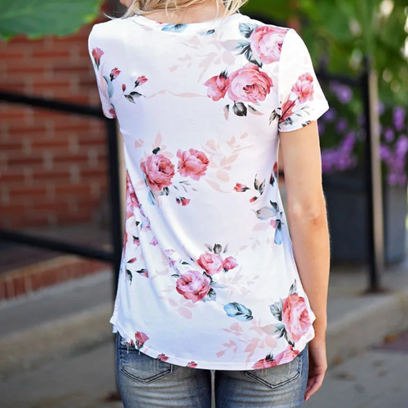 Print T-shirt Women Summer Tops Tee 