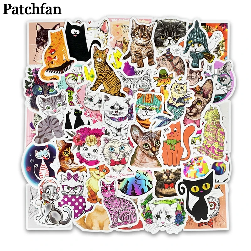 Patchfan 50 шт. мультяшный Кот забавные ПВХ наклейки для diy украшения Скрапбукинг багаж скейтборд ноутбук настенная гитара A2054