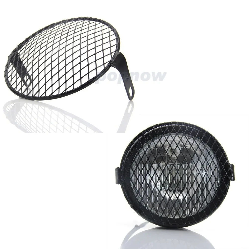 1x Black Alloy Diamond Grid Side Mount Headlight Mesh Grille Cover Mask