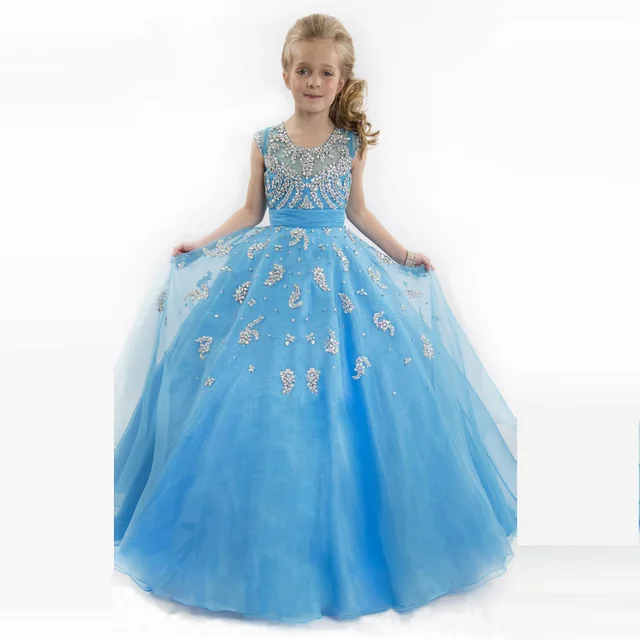 Peacock Colored Flower Girl Dresses