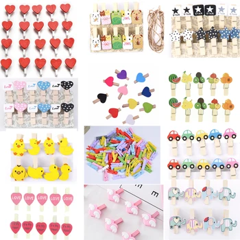 

1 pack Hot Sale Mini Natural Wooden Clothes Photo Paper Peg Pin Clothespin Craft Clips School Office Stationery