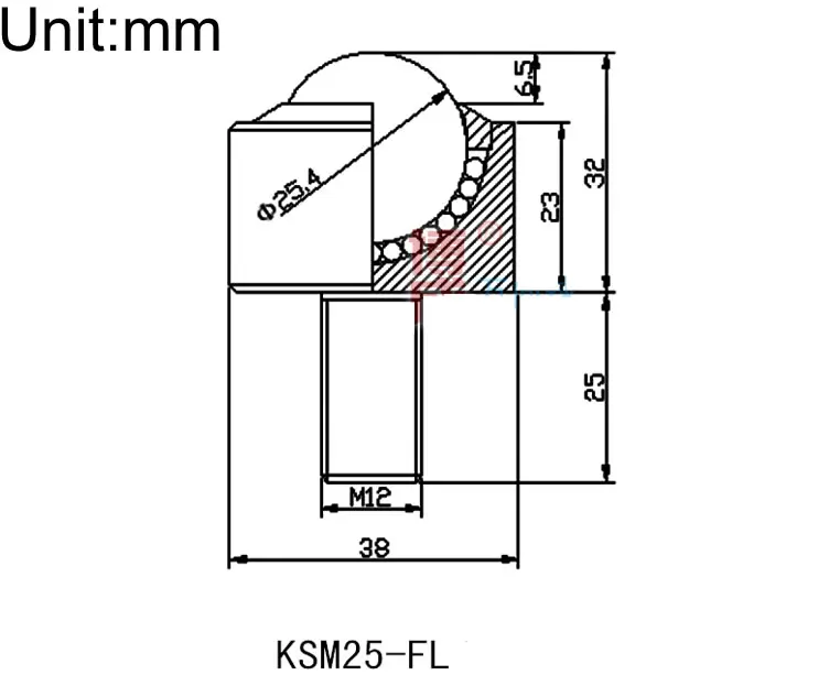 Прямая с фабрики KSM25-FL, прямые универсальная шаровая/ролик/колесо для точность подшипник, M12 винт, нагрузка медведь 120 кг, прочный, аппаратные средства