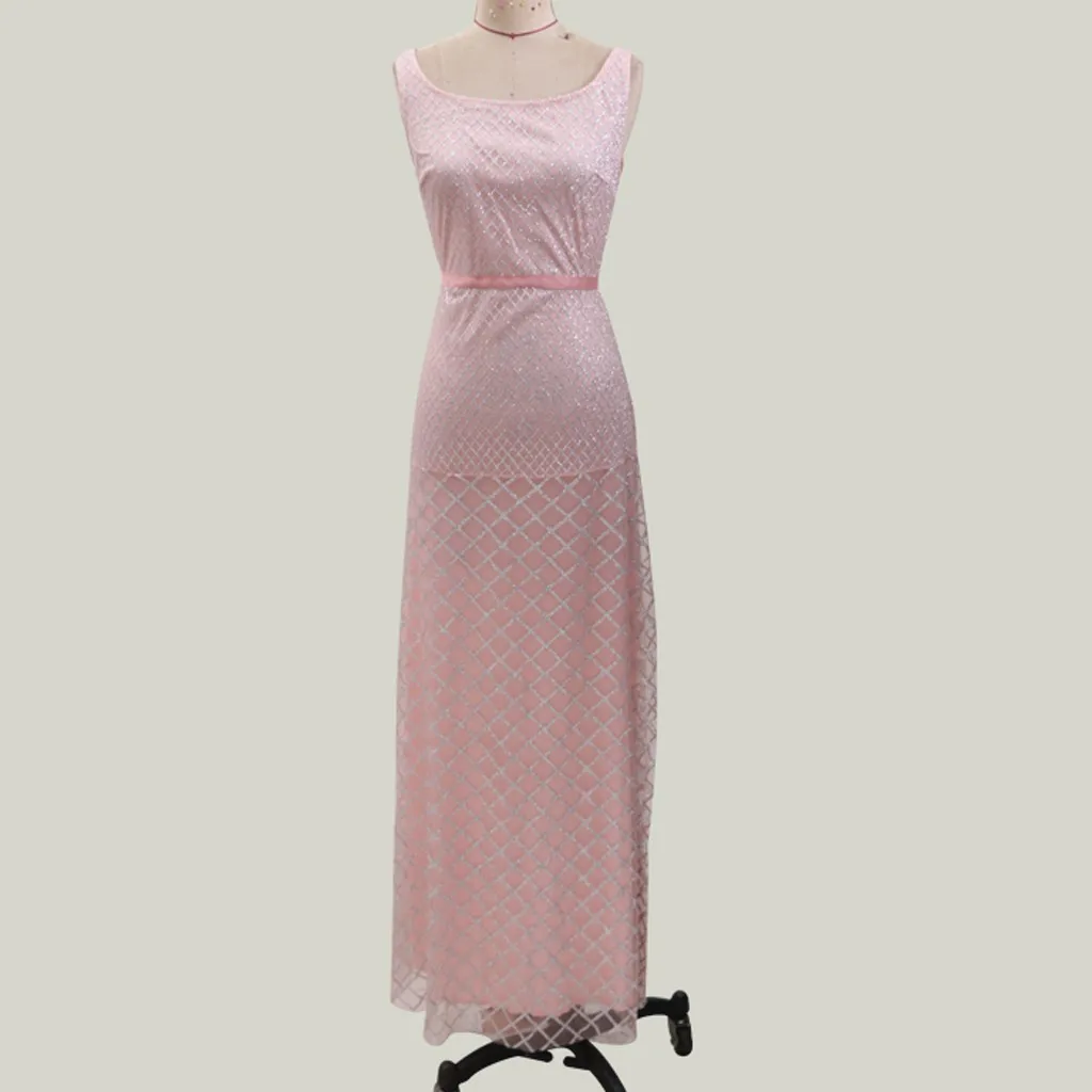 KLV Последняя мода Женское платье сексуальное без рукавов в пол с квадратным воротником платье D4