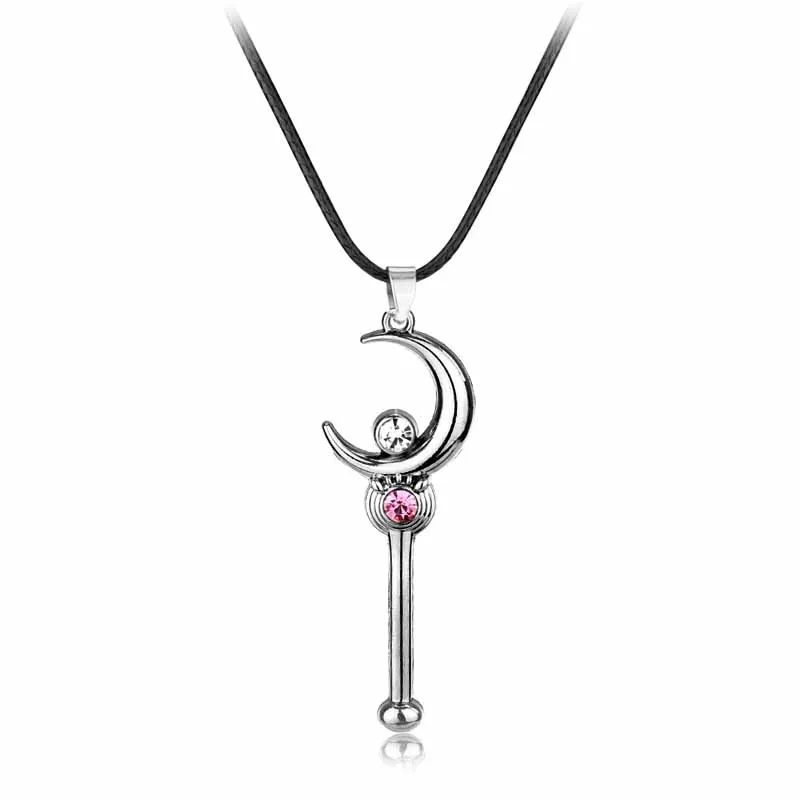 Cute font b Anime b font Sailor Moon Stick With Crystal Alloy Pendant Charm Necklace for