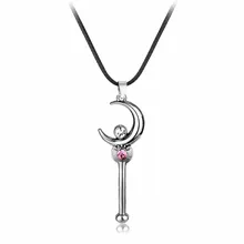 Cute font b Anime b font Sailor Moon Stick With Crystal Alloy Pendant Charm Necklace for