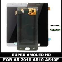 A510 ЖК-дисплей для Samsung Galaxy A5 A510 A510F A510FD протестированный AMOLED lcd кодирующий преобразователь сенсорного экрана в сборе Замена