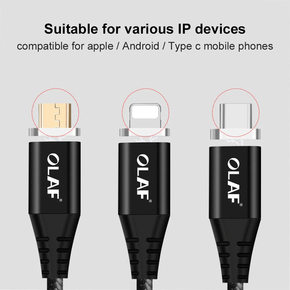أولاف كابل مغناطيسي usb نوع c كابل المغناطيس شاحن نوع-c المصغّر usb كابل سريع شحن الهاتف المحمول سلك كابل ل فون 7 8 أولاف كابل مغناطيسي usb نوع c كابل المغناطيس شاحن نوع-c المصغّر usb كابل سريع شحن الهاتف المحمول سلك كابل ل فون 7 8