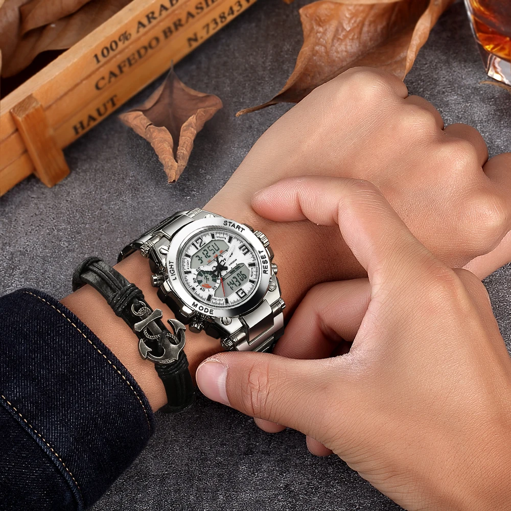 Montre homme Sports LED Horloge à quartz numérique