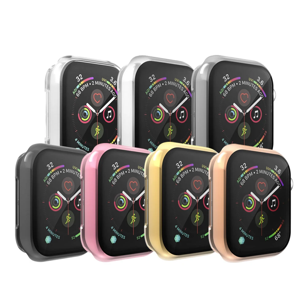 Защитная крышка для Apple watch, чехол 44 мм, 40 мм, Iwatch series 4, силиконовая Мягкая универсальная оболочка, ультратонкая рамка, аксессуары для часов