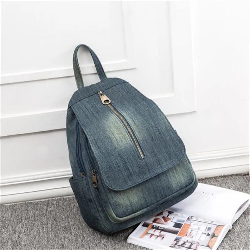 Meloke Модный женский джинсовый рюкзак ручной работы, повседневные школьные сумки большого размера для девочек, сумки для ноутбуков, Прямая поставка MN1261