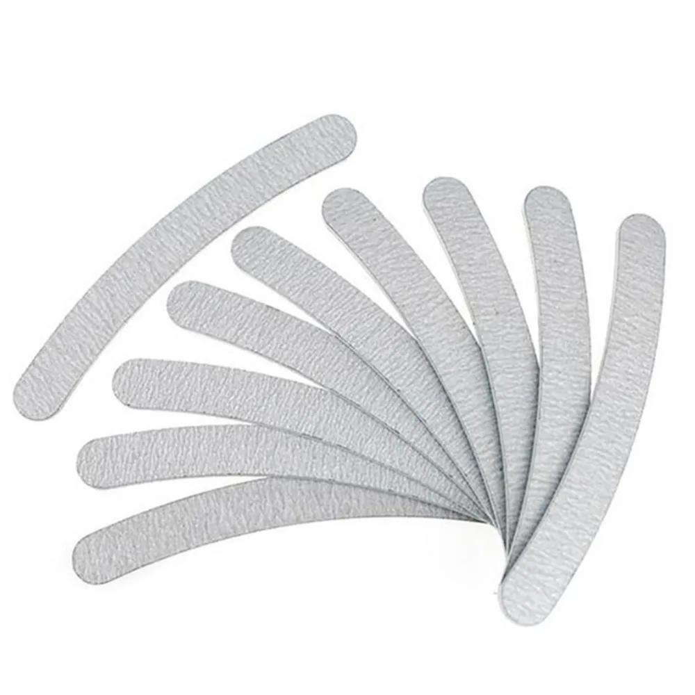 Buy 10Pcs Grey Nail Files Sanding 100/180 Curve Banana