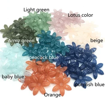 

30*34mm Acrylic flower jelly colorful Beads Six petal for Jewelry Making Handmade DIY Craft Accessories 45pcs/bag Meideheng