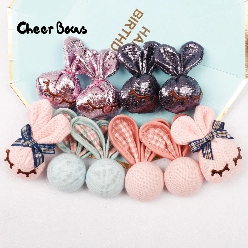

5Pcs Cotton-filling Patch Flat Buttons Cute Rabbits Buttons For DIY Toy Cloth Girl Hair Clips Accessories Decorative Ornaments