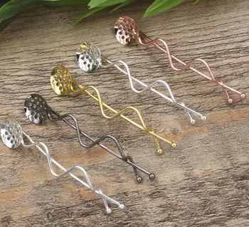 

12mm New Stlyle Filigree Circle Pad Bobby Hairpins Blank Findings Cabochons Base DIY Women's Bride Hair Clips Making Multi-color