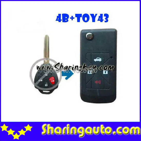 

Free shipping Remodeling Flip Shell For Toyota New 4 Button Mini Style 5 piece/lot