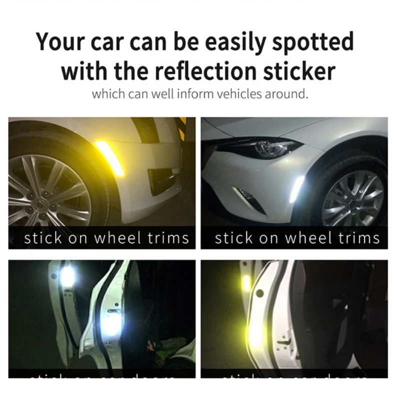 

2PCS Safety Reflective Warning Sticker For Wheel Eyebrow Door Sticker Diamond Wheel Reflective Sticker