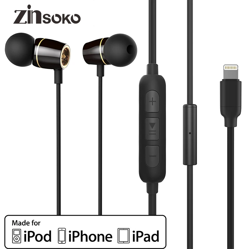 

Zinsoko L01 For Lightning In-ear Earphone for iPhone 7 8 6s 6plus 8pin Hifi Headset Balanced Sound fone de ouvido With Mic
