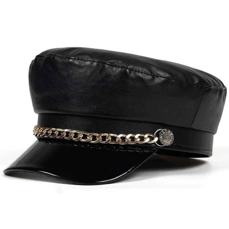 

Fashion Black Hat Cap Women Casual Streetwear rope flat cap Elegant solid Autumn winter Warm Beret Hat Female