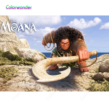 

Colorwonder Film Princess Moana Photography Background God Maui with Magic Hook and Tattoo 7x5 Stone Mountain Backdrop for Kids