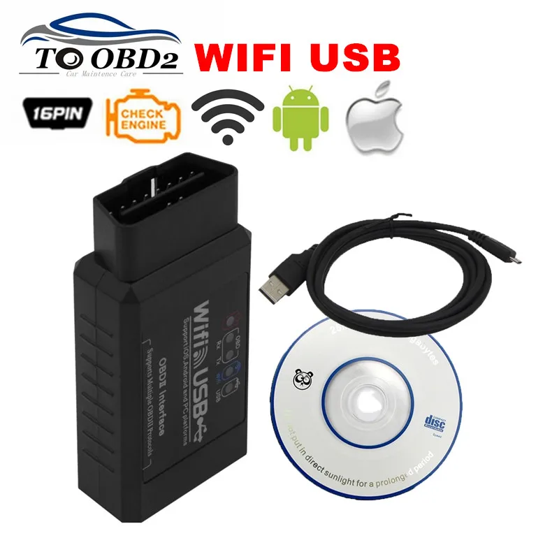 Беспроводной Автомобильный сканер OBDII ELM327 WIFI USB поддерживает все протоколы OBD2