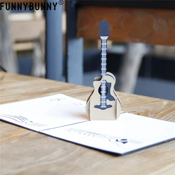 

FUNNYBUNNY guitar rock music 3d pop up greeting birthday card invitation