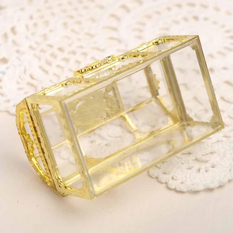 Портативная коробка для конфет, Европейский полый Золотой Серебряный сундук с сокровищами, Ювелирное кольцо, ожерелье, чехол для переноски, органайзер, коробка для хранения
