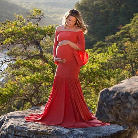 

Maternity Tight Flare Dresses For Photo Shooting Red Dress Maternity Photography Props Maxi long Dress Pregnancy Sexy Dress