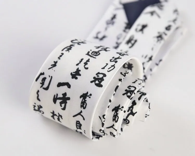 Harajuku китайский стиль печати галстук Повседневный Ретро галстук каллиграфия - Цвет: small letters