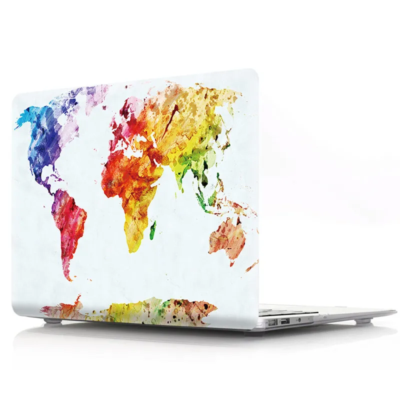 Новый чехол для Macbook Air Pro Retina 11 12 13 15 жесткий ПВХ цветной с картой мира A1466 Жесткий