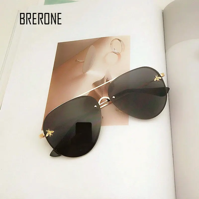 BRERONE 2018 новые модные женские солнцезащитные очки в металлической оправе с