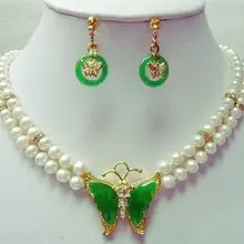 Турецкие африканские бусы ювелирный набор натуральный очаровательный бабочка драгоценный камень и жемчужное ожерелье, серьги кварцевые с тонким покрытием Свадебные широкие