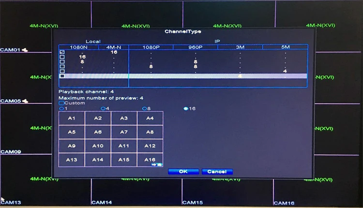  4mp CCTV Camera Red Panel Hi3521D XMeye 4M-N 16CH 16 Channel H265+ 6 in 1 WIFI Coaxial Hybrid Onvif