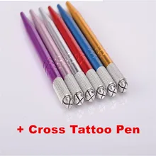 5 цветов 5 шт. микроблейдинг tebori ручка для татуажа для перманентного макияжа бровей ручка для татуажа 5 шт. лезвия для микроблейдинга