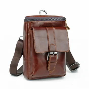

YIANG 2018 Men's Genuine Leather Cross Body Single Shoulder Bags Men's Fashion Casual Messenger Bag Belt Bags 2018