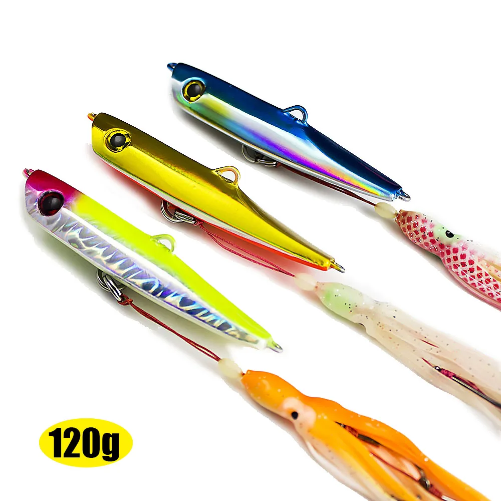 

3pcs 120g 4.3oz Japan Inchiku Jigs with Octopus Assist Hook, Squid Jigging, Saltwater Bottom Ship Snapper Fishing Lure