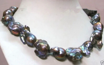 

Free shipping >>@ 1622 CLASSIC REAL HUGE AAA SOUTH SEA BAROQUE BLACK PEARL NECKLACE 18