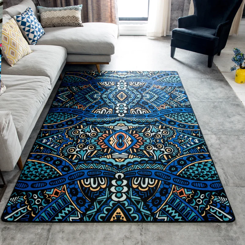 Southeast style mysterious living room carpet 120*170cm ,colorful blue