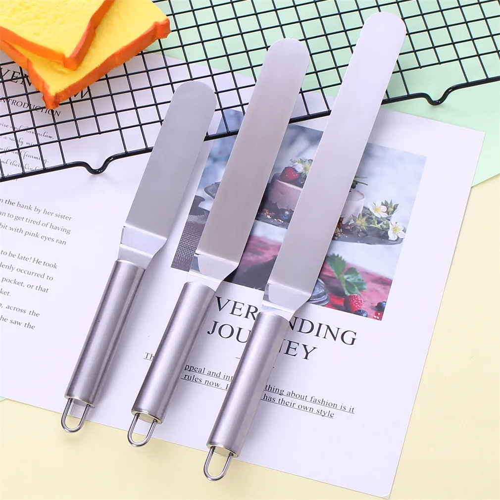  Stainless Steel Spatula Straight Cream Butter Scraper Cake Decorating Tools Fondant Baking Pastry K