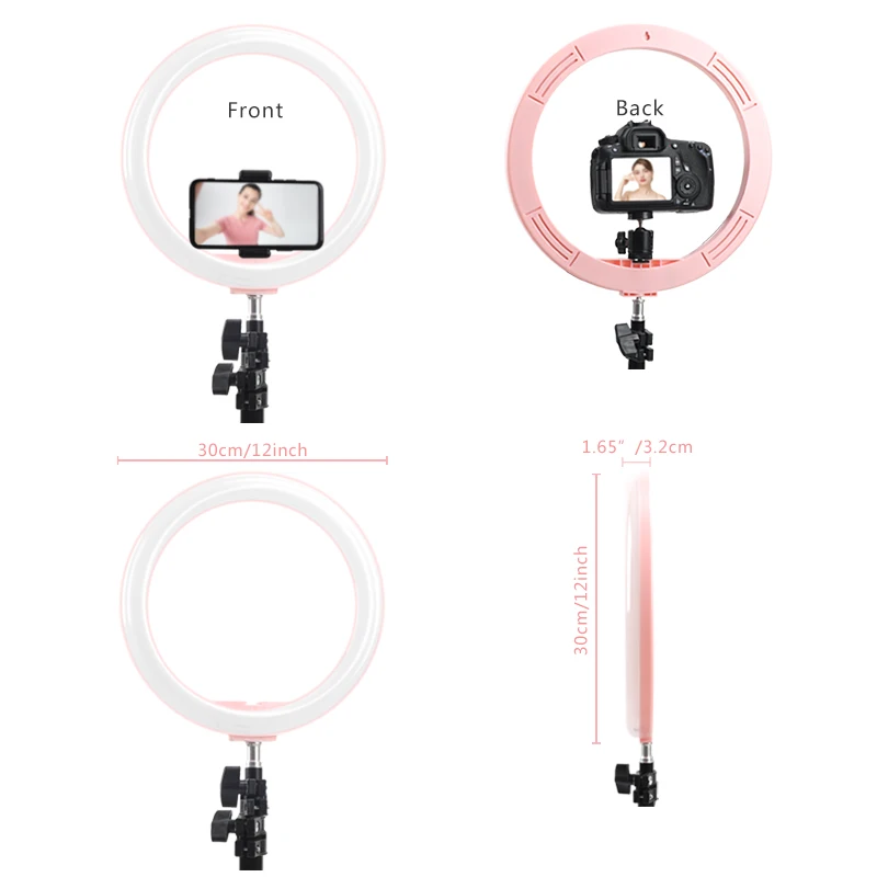 1" светодиодный кольцевой светильник для селфи 3200 K-5500 K 24W кольцевые лампы для фото видео студии YouTube макияж светильник