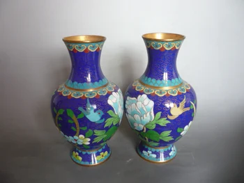 

Collectable Qing Dynasty Cloisonne vases\Handicraft\Decoration,Flower,A pair,Manual, ancient