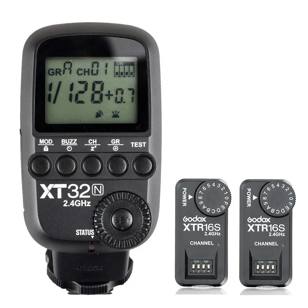 

Godox XT32N 2.4G HSS Flash Trigger Transmitter for Nikon + 2PCS XTR-16S Receiver