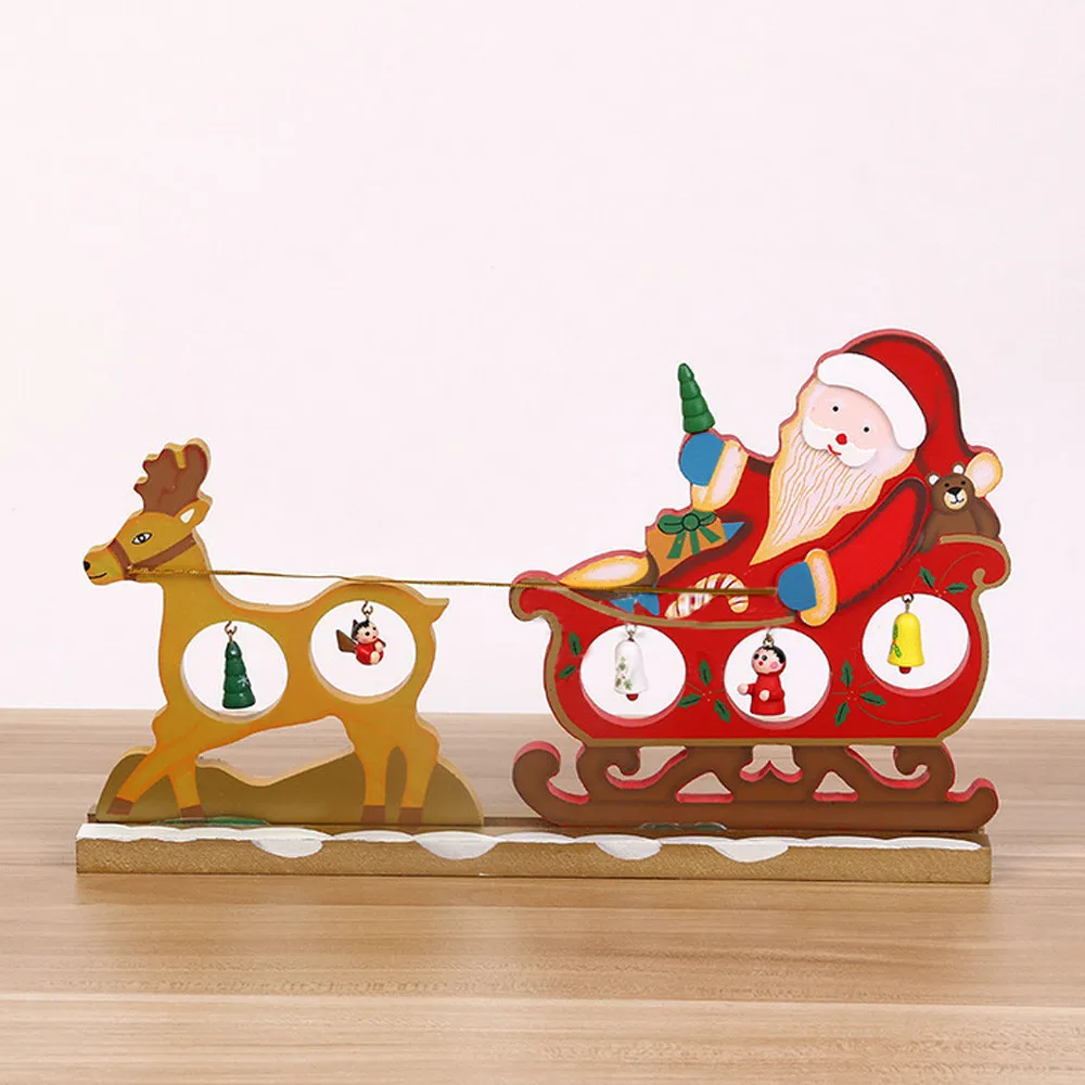 navidad alces trineo santa claus ornamento de madera vacaciones hueco pndulo exquisito color adornos de navidad para mesa en estatuillas y miniaturas de