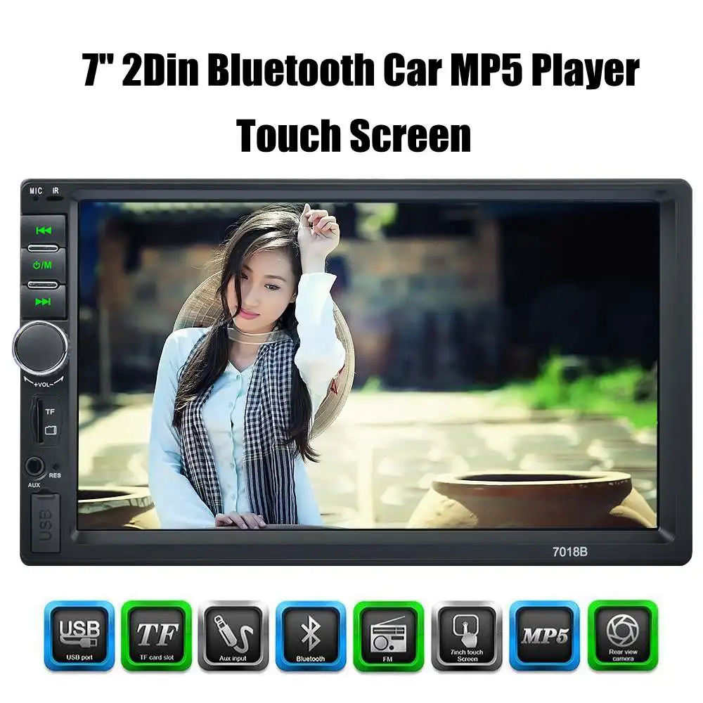 2 Din MP5 Player for Auto 7'' Touch Screen 2din Car Radio Bluetooth Music Video Player Car Audio with USB Support Rear Camera