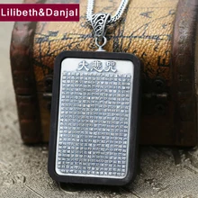 Colgante de Sutra de corazón Budista para hombre y mujer, de plata de ley 100% auténtica S990, COLLAR COLGANTE con letra de Buda de madera de sándalo, joyería 2018 F12