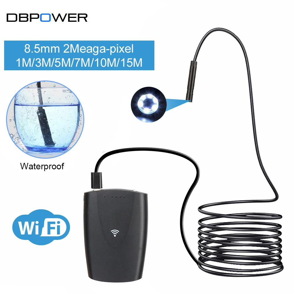 DBPOWER 8.5mm 2MP HD Wifi Endoscope Inspection Snake Camera With