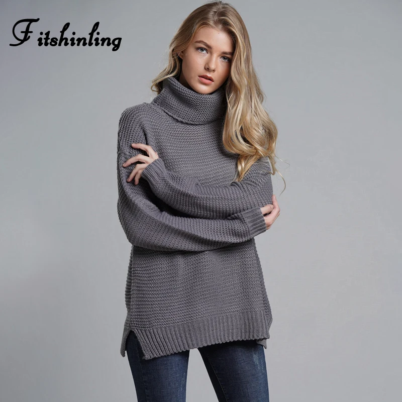 Tanie Fitshinling moda kobieta zima sweter 2019 dzianina gorąca sprzedaż 6 kolory stałe damski sweter z golfem swetry i pulowery jumper