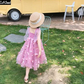 

Cultiseed 2020 Baby Girl Summer Birthday Party Dress Children New Butterfly Mesh Cute Dress with Wing Kids Sleeveless Vest Dress