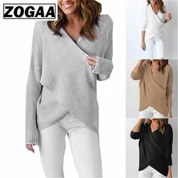 ZOGGA 2019 Solid Cross Stitching Casual Women Sweater High-quality Acrylic Fabric Female Knitted Sweater Anti-pilling/shrink ZOGGA 2019 Solid Cross Stitching Casual Women Sweater High-quality Acrylic Fabric Female Knitted Sweater Anti-pilling/shrink