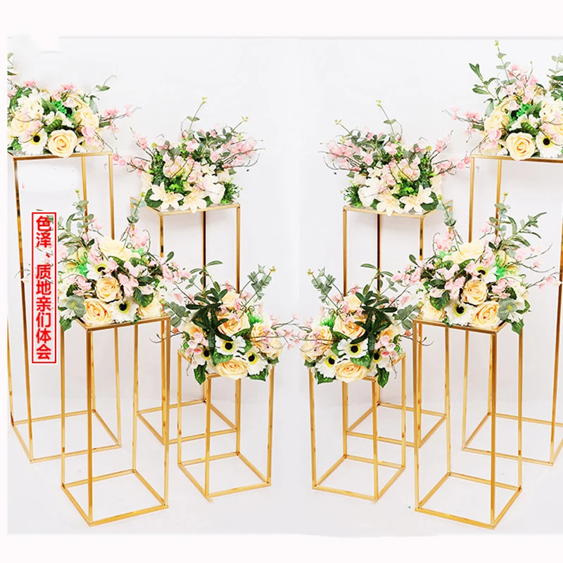

4PCS/LOT Gold Floor Vases Metal Road Lead Home/Wedding Decoration Flower Holder Wedding Centerpiece Flower Rack