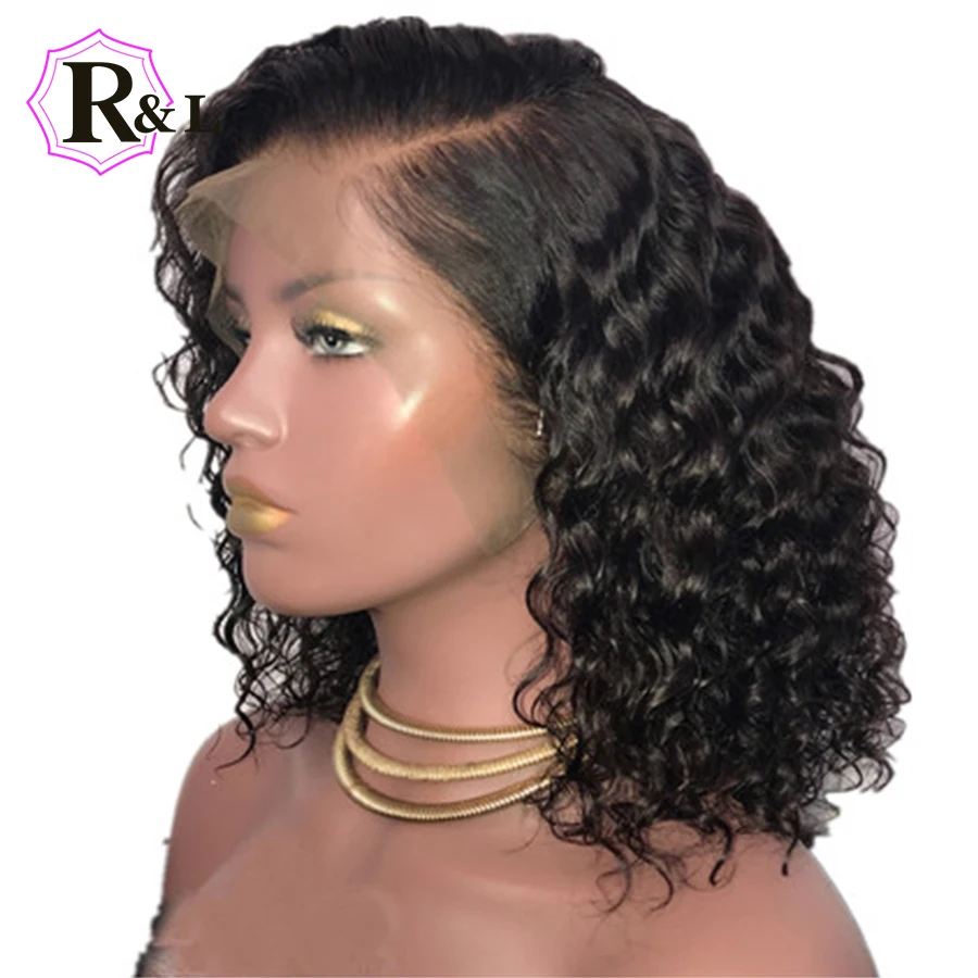 RULINDA бразильский Синтетические волосы на кружеве человеческих волос парики с ребенком волос 13*4 Короткие вьющиеся человеческих волос кружева парики для для женщин отбеленные узлы